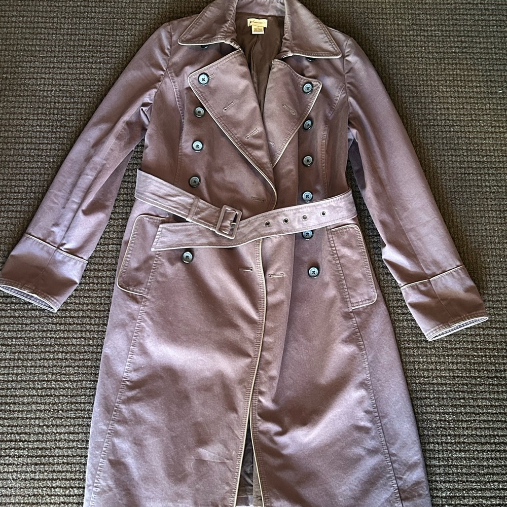 Anthropologie Elevenses Brown Vintage Retro Double-Breasted Trench Coat